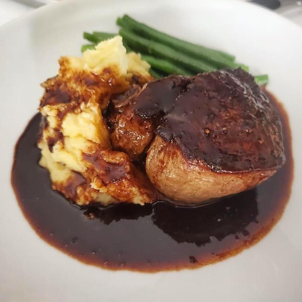 Filet Over Mashed with Gravy